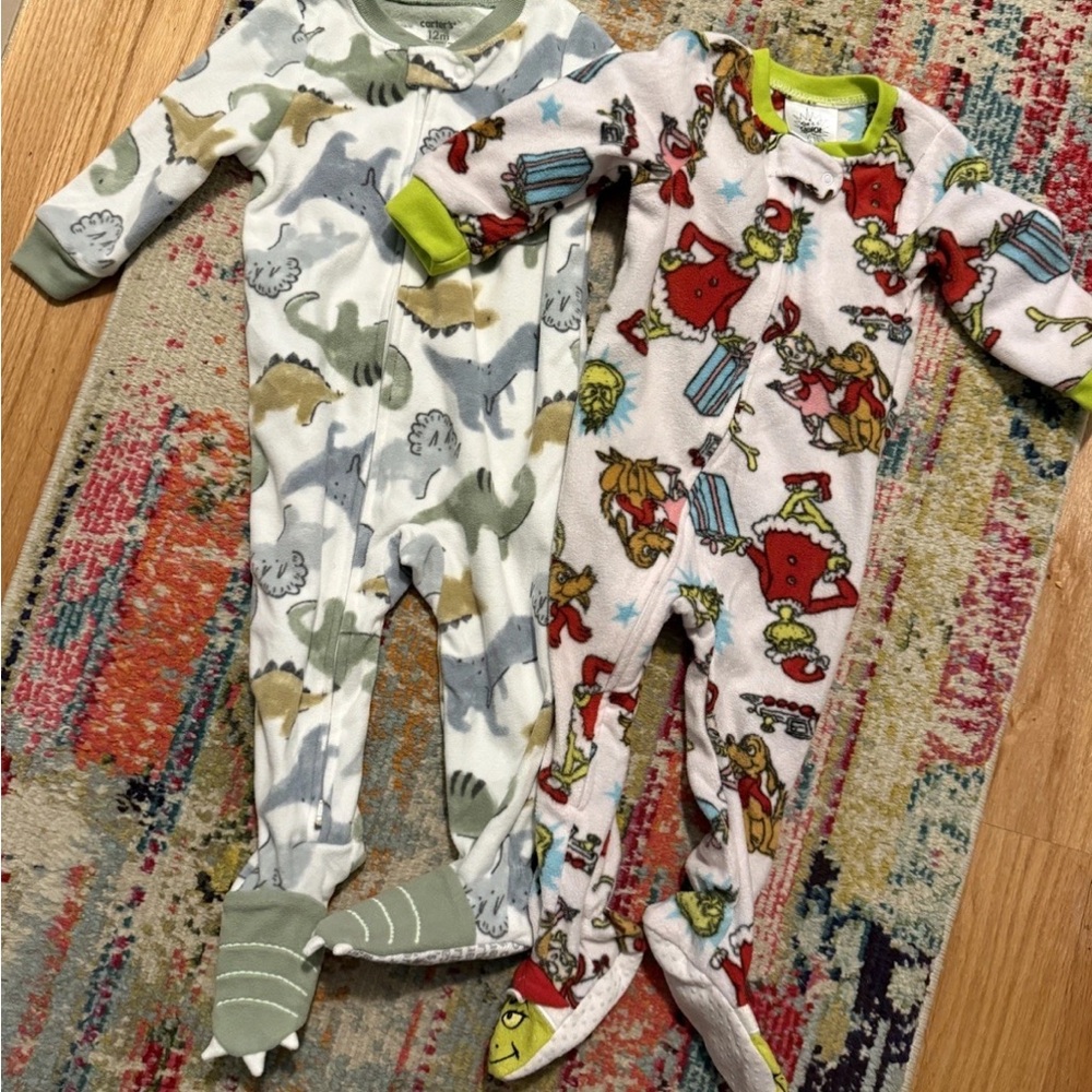Kids Dinosaur and The Grinch One Piece Pajamas